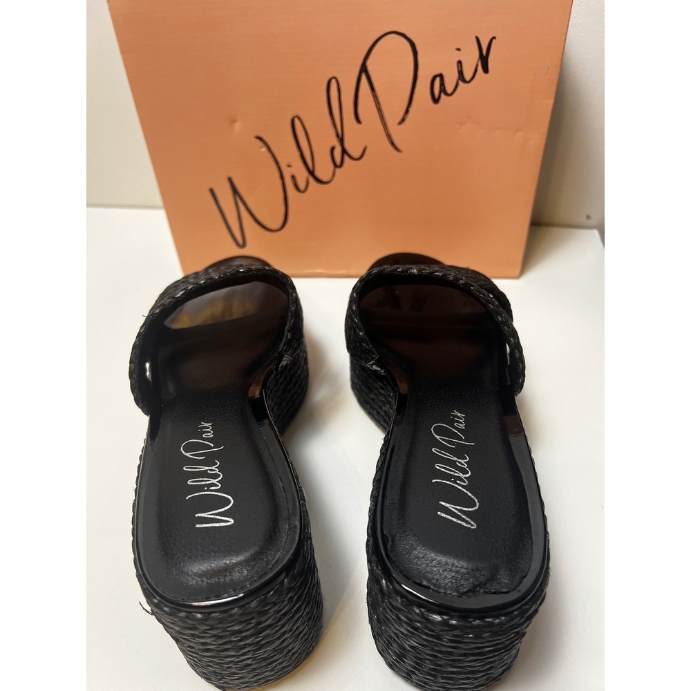 Wild Pair Niftyy Black Woven Platform Wedge Espadrille Sandals Women Sz‎ 11 NIB